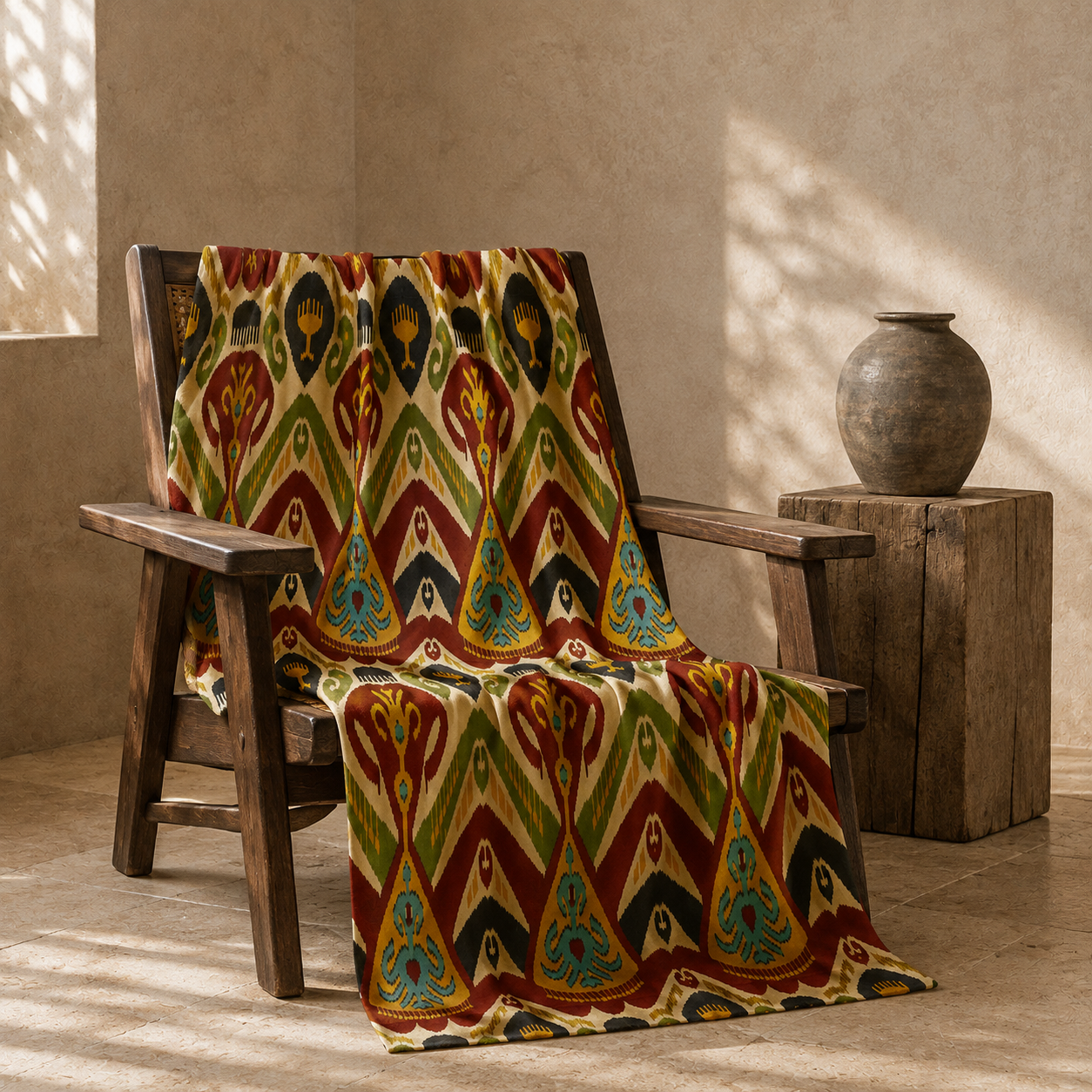 Bukhara Crest Luxury Silk Adras Throw